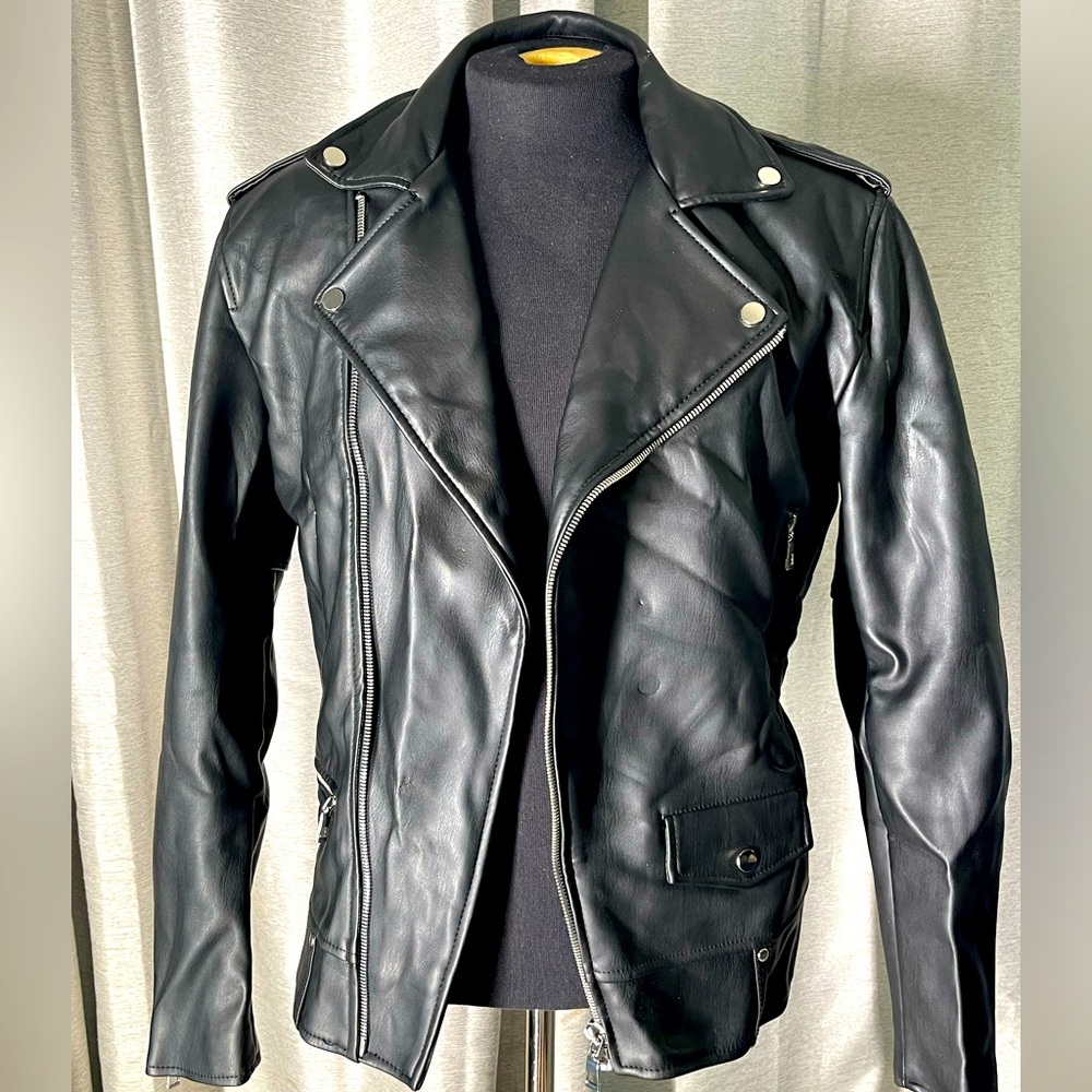 FAUX LEATHER BIKER JACKET
